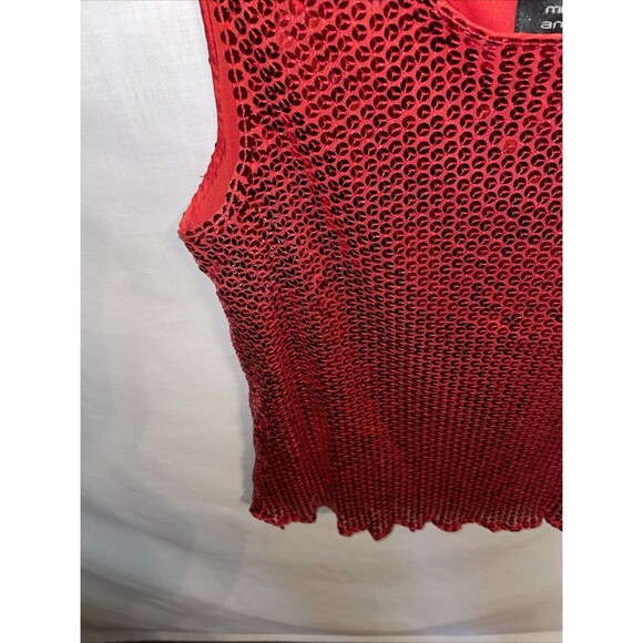 Michelle Antonelli Women’s Dressy Tank Top Size Medium Red Sequined Party NWOT - Picture 6 of 12